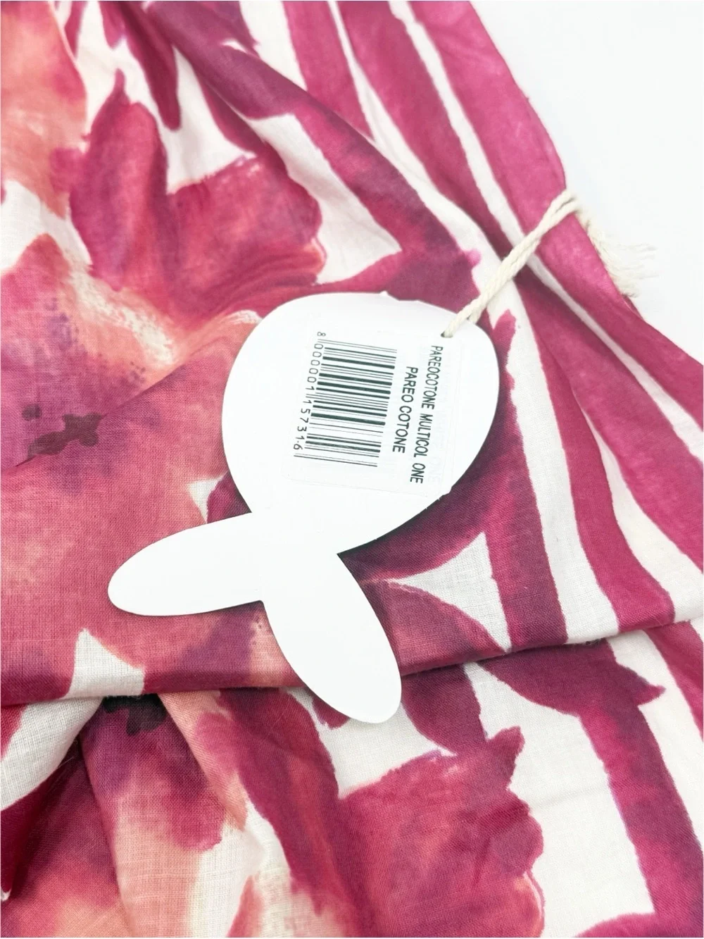 New ANTICA SARTORIA Women’s Ivory Red Floral Print Pareo Scarf Cover-Up 44”X70”